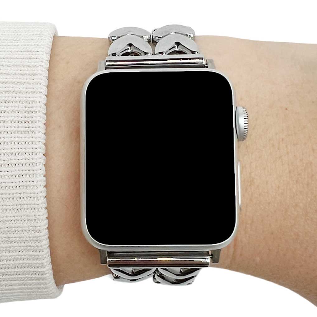 Bracelet à maillons en acier cœur Apple Watch - argent