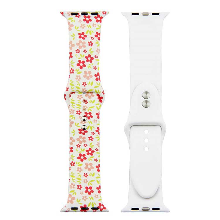 Bracelet sport imprimé Apple Watch - fleurs rouges
