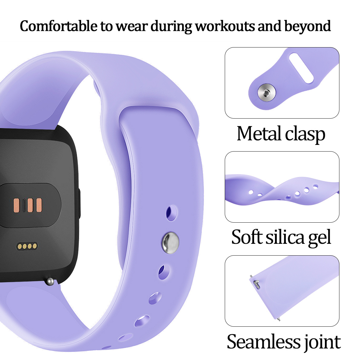 Bracelet sport en silicone Fitbit Versa - violet clair