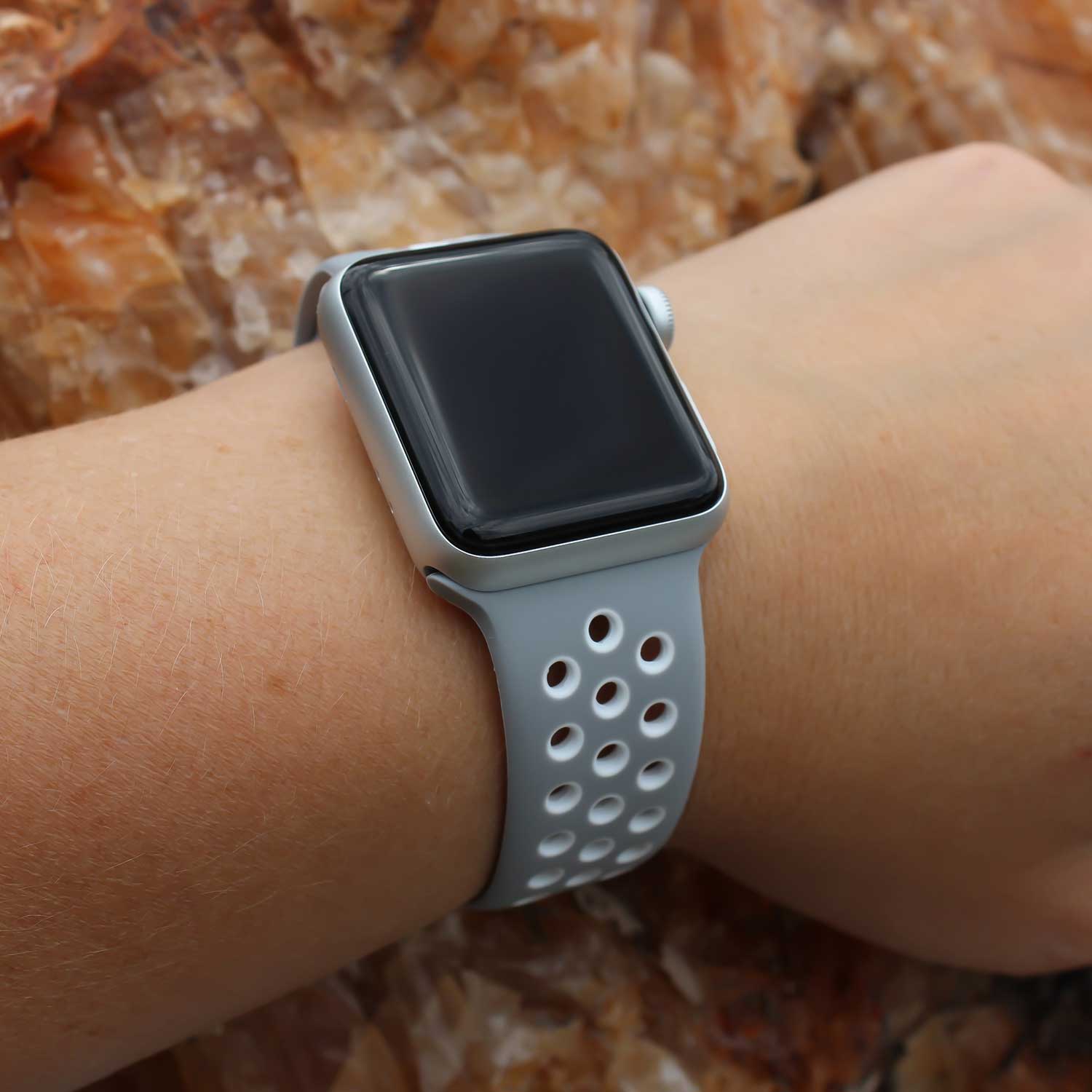 Bracelet sport double Apple Watch - argent blanc