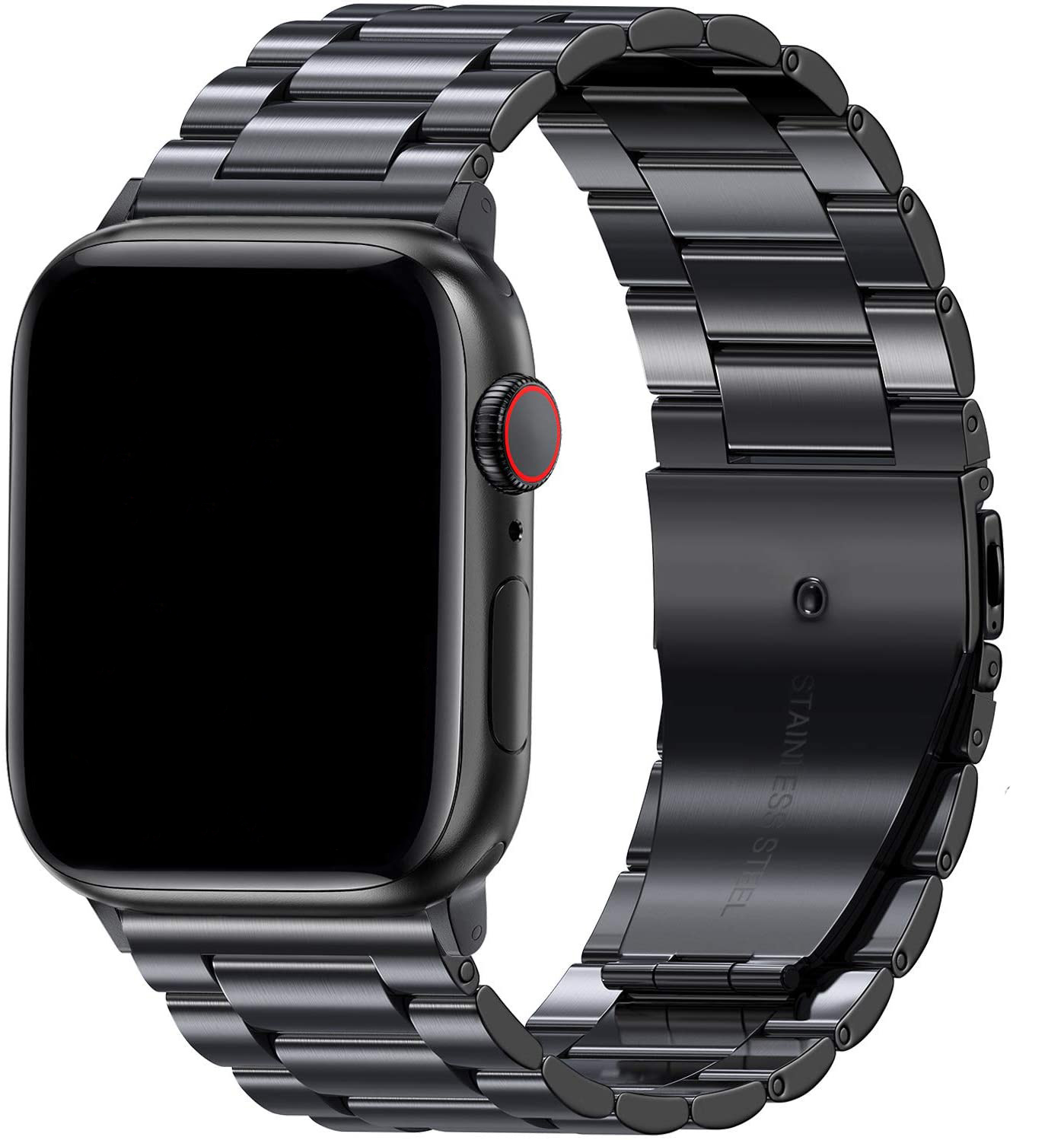 Bracelet acier perles Apple Watch noir