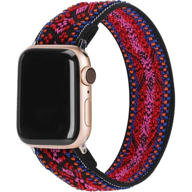 Bracelet nylon Apple Watch - rouge bohème