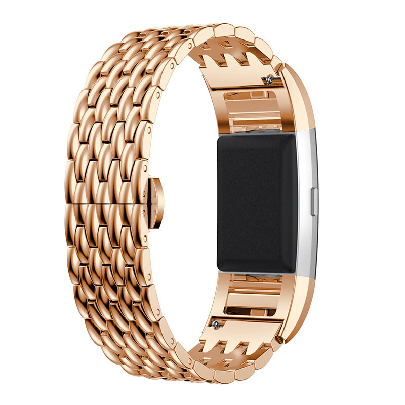 Bracelet acier dragon Fitbit Charge 3 & 4 - or rose