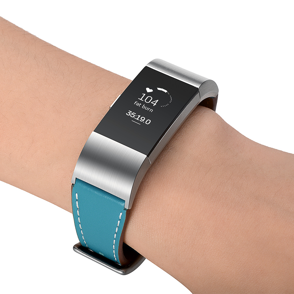 Bracelet en cuir premium Fitbit Charge 2 - bleu clair