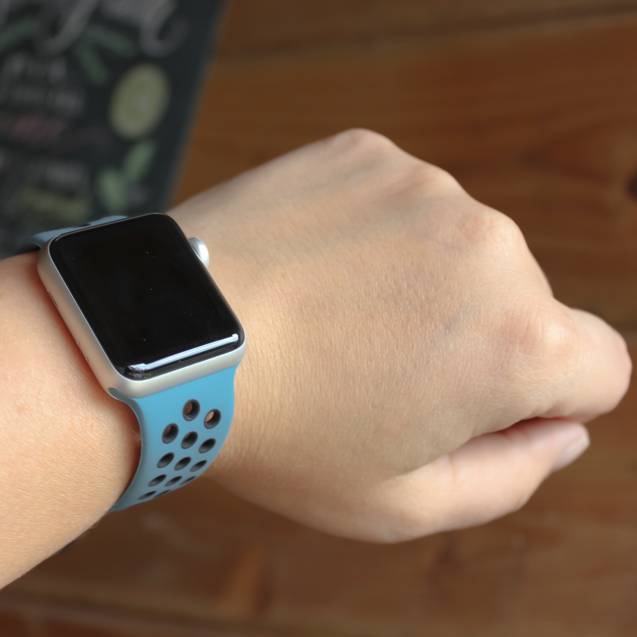 Bracelet sport double Apple Watch - céleste sarcelle noir
