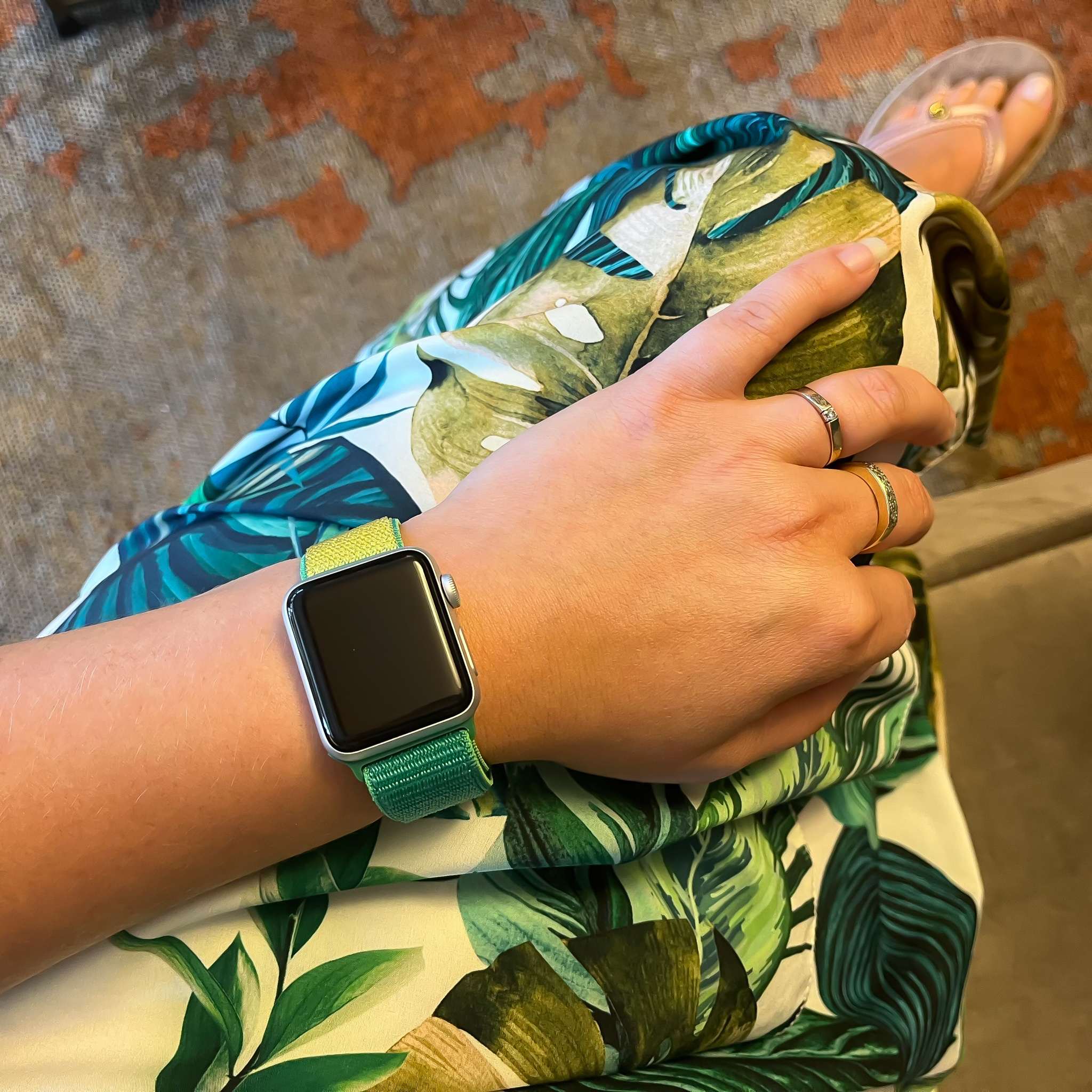 Bracelet boucle sport en nylon Apple Watch sportif - vert jaune