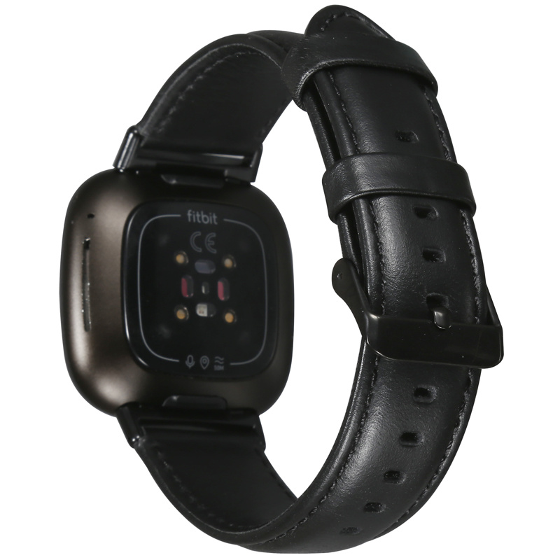Bracelet véritable en cuir Fitbit Versa 3 / Sense - noir