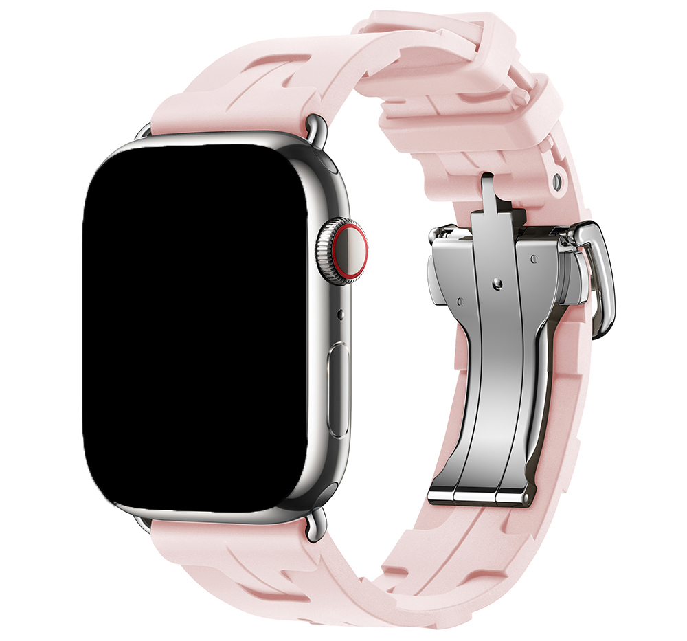 Bracelet sport Hermès simple tour kilim Apple Watch - rose