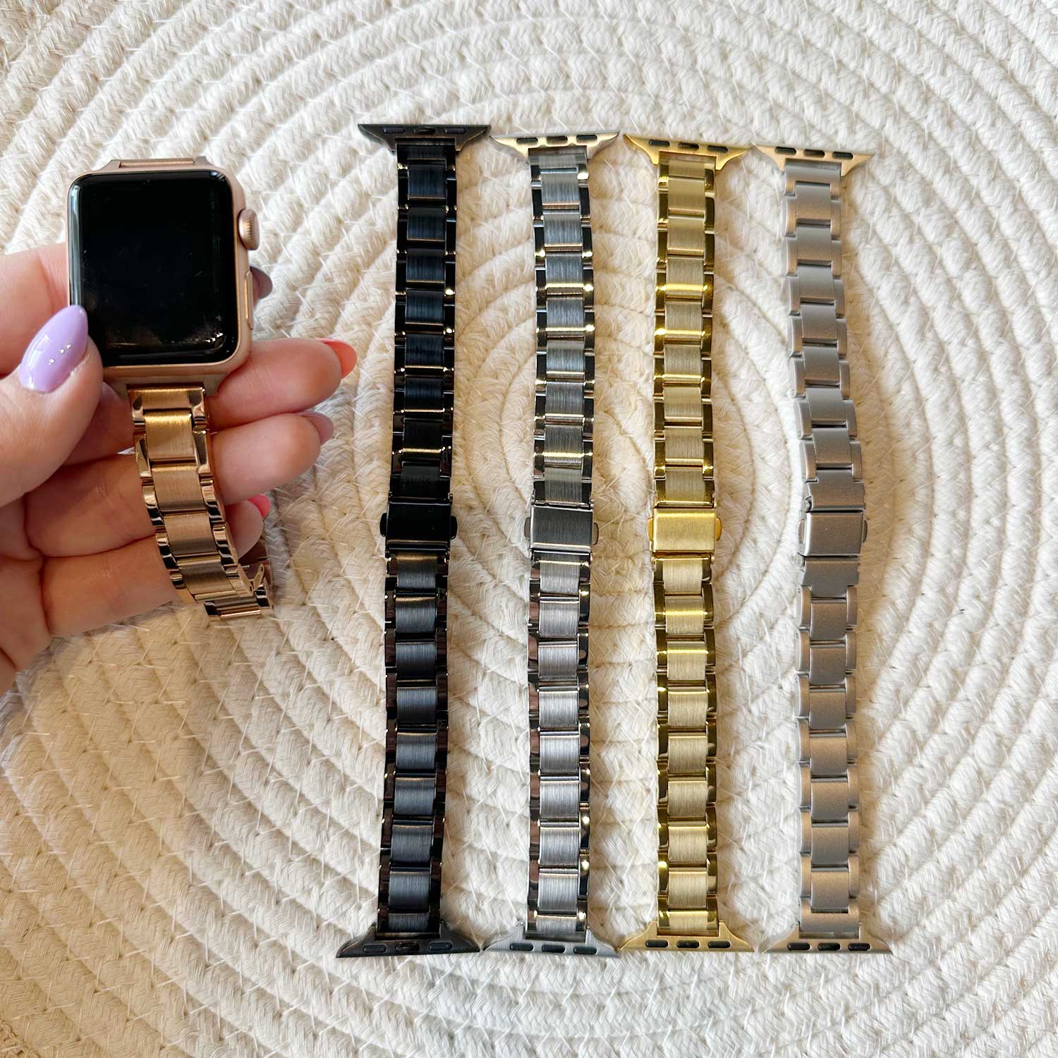 Bracelet à maillons fins Noor Apple Watch - Lumière stellaire