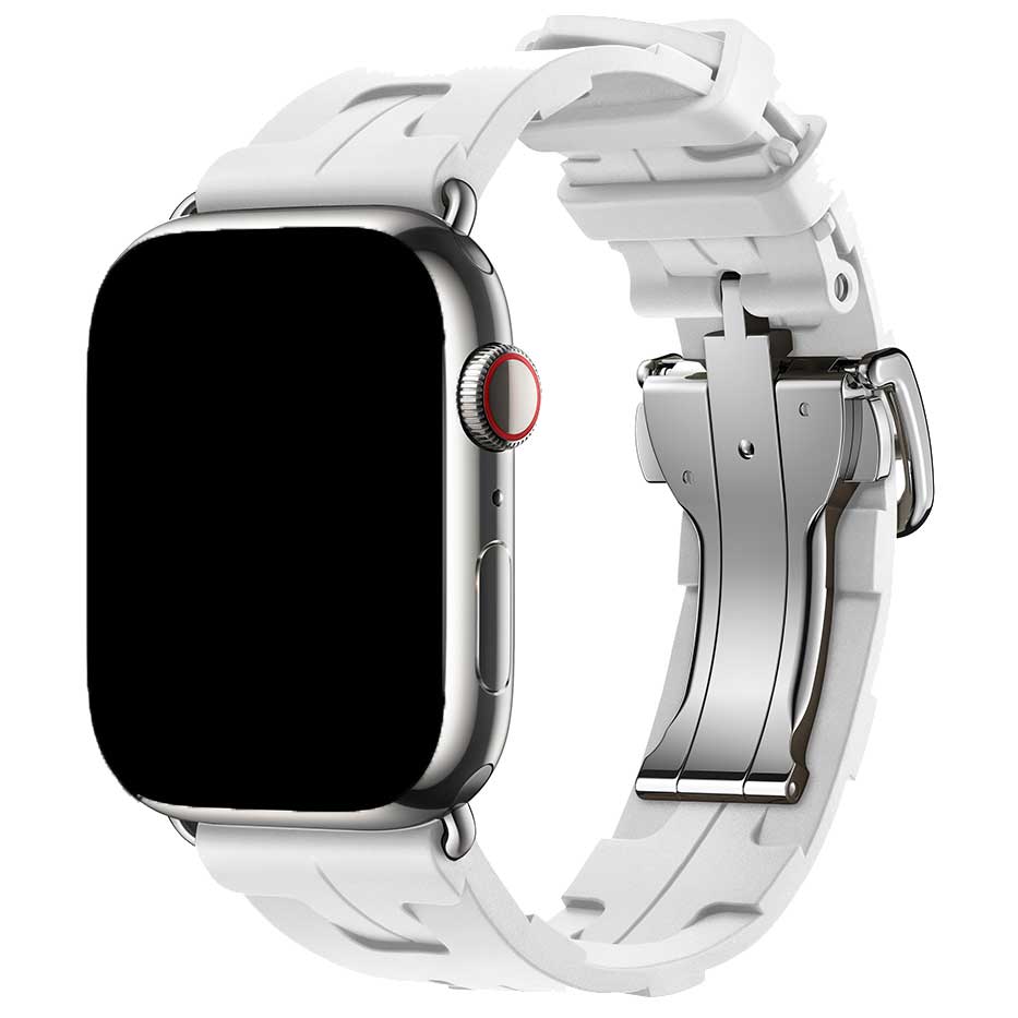 Bracelet sport Hermès simple tour kilim Apple Watch - blanc