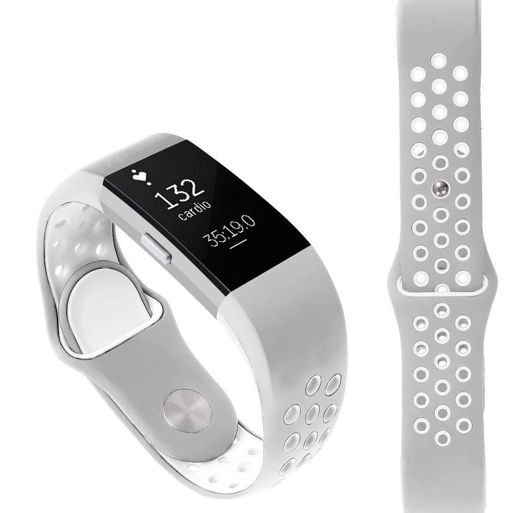 Bracelet sport double Fitbit Charge 2 - gris blanc