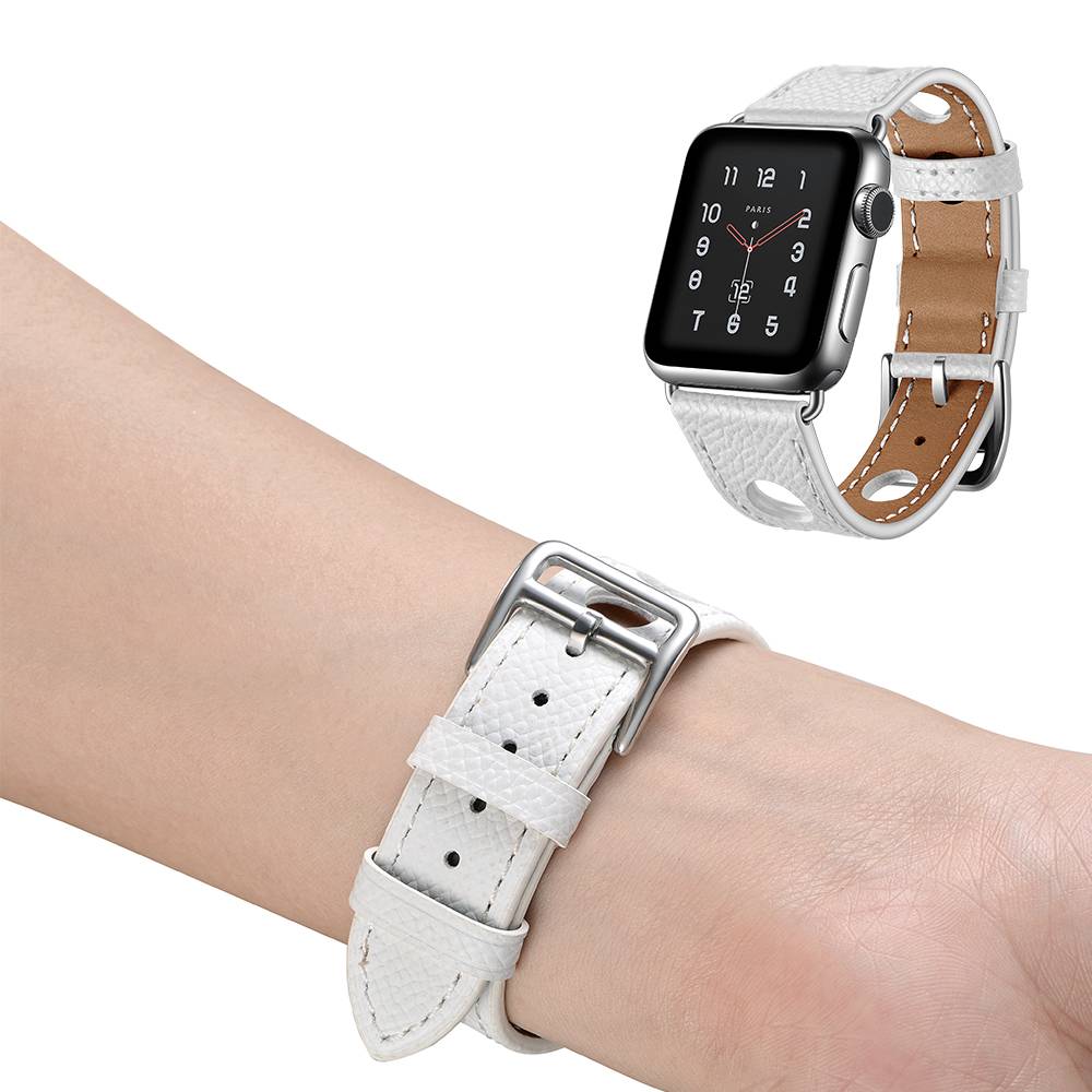 Bracelet en cuir Hermès Apple Watch - blanc