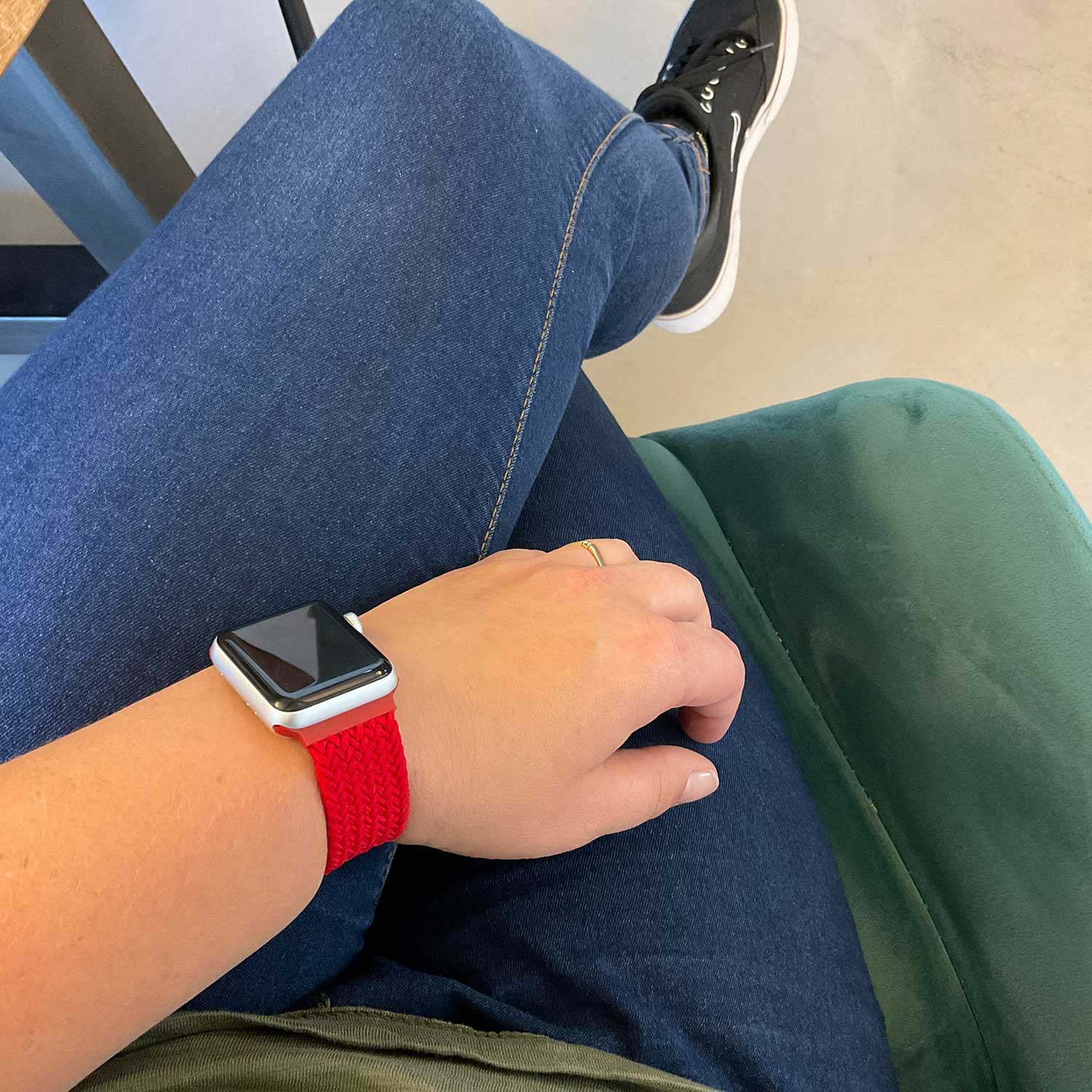Bracelet nylon Boucle unique tressé Apple Watch - rouge
