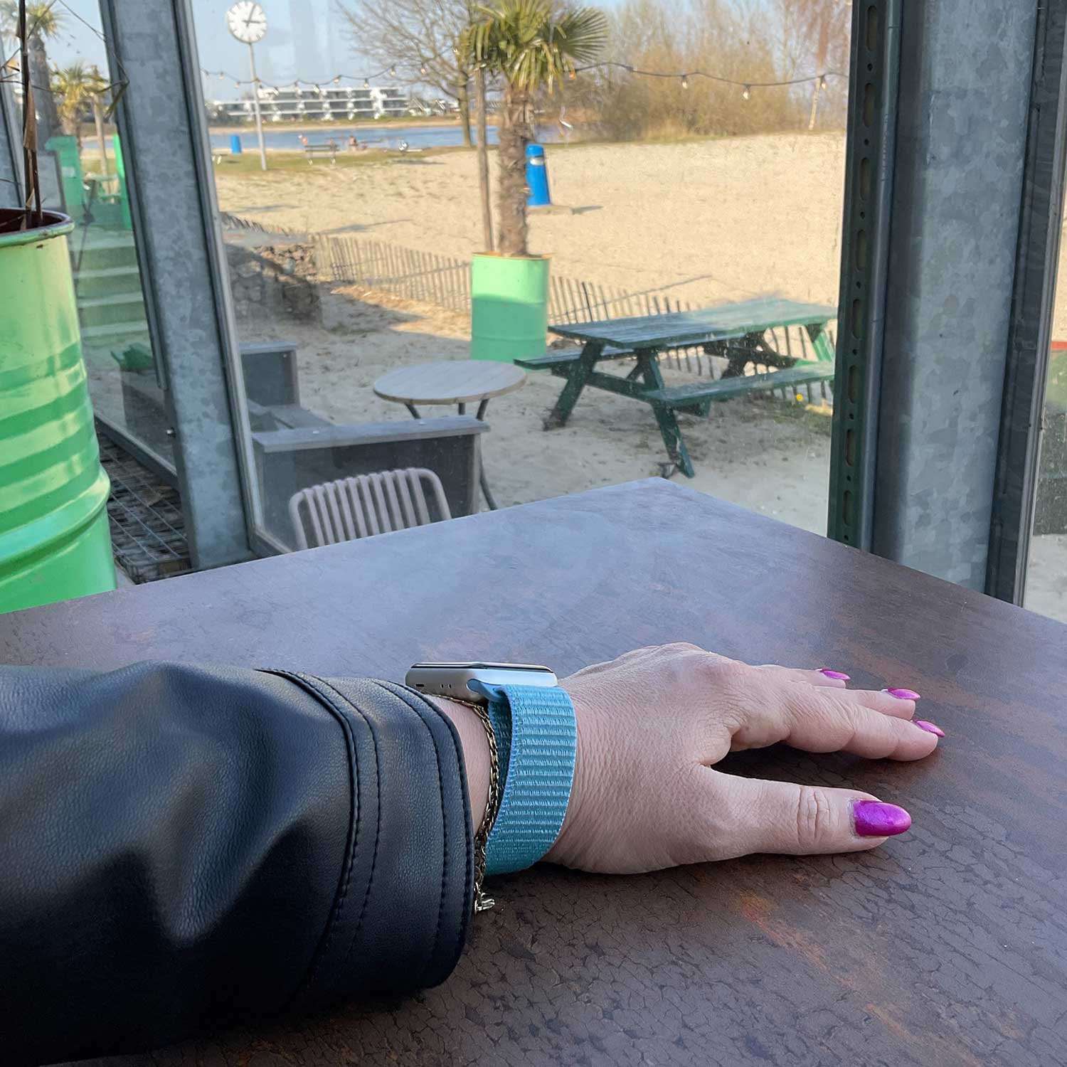 Bracelet boucle sport en nylon Apple Watch - bleuet