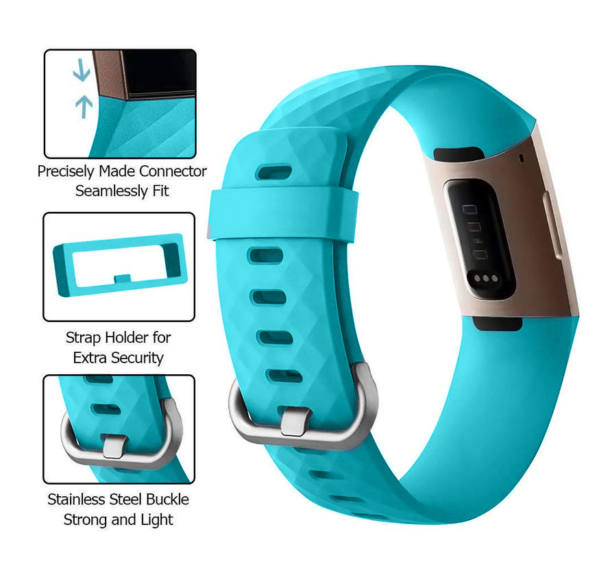 Bracelet sport gaufré Fitbit Charge 3 & 4 - sarcelle