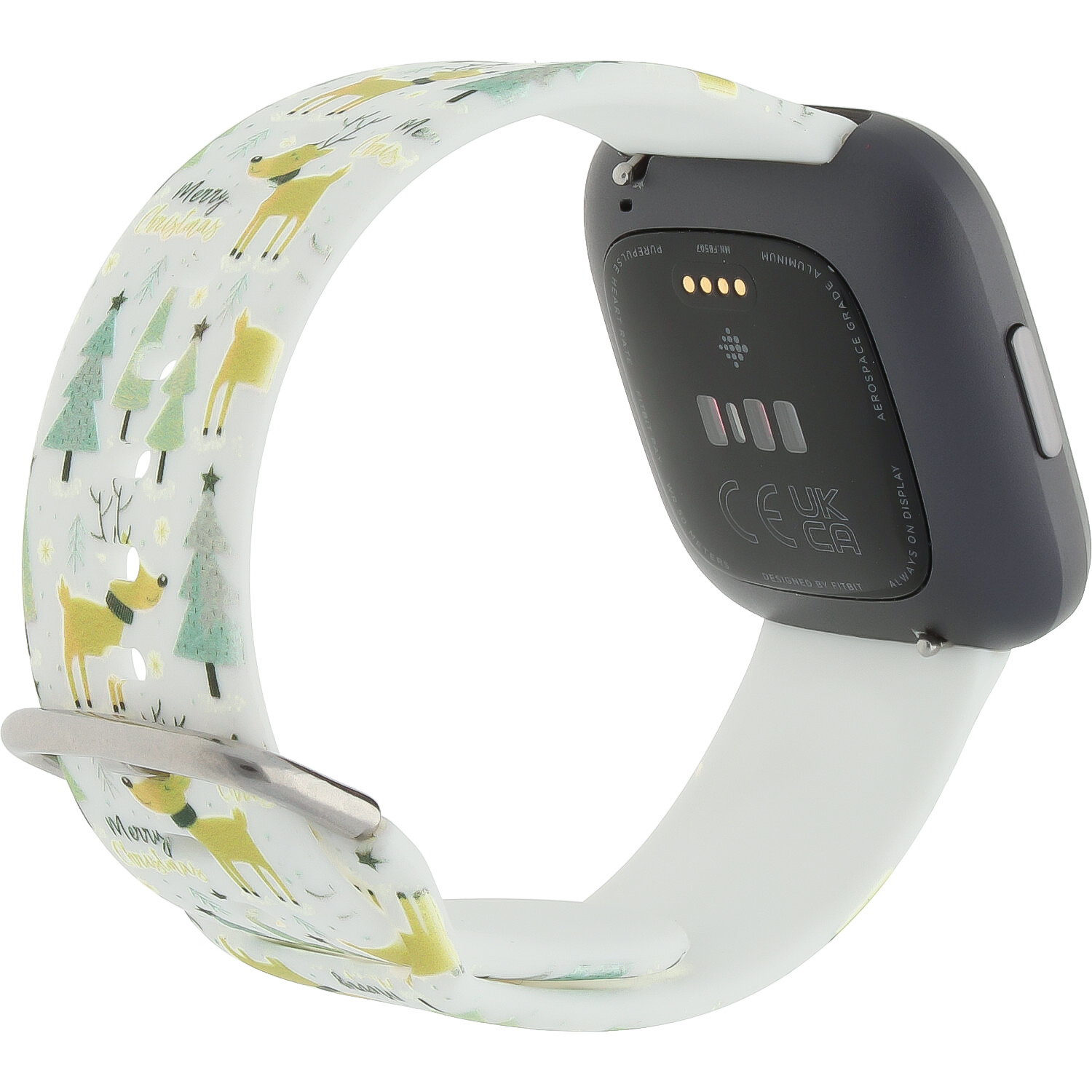 Bracelet sport imprimé Fitbit Versa - arbre de Noël blanc