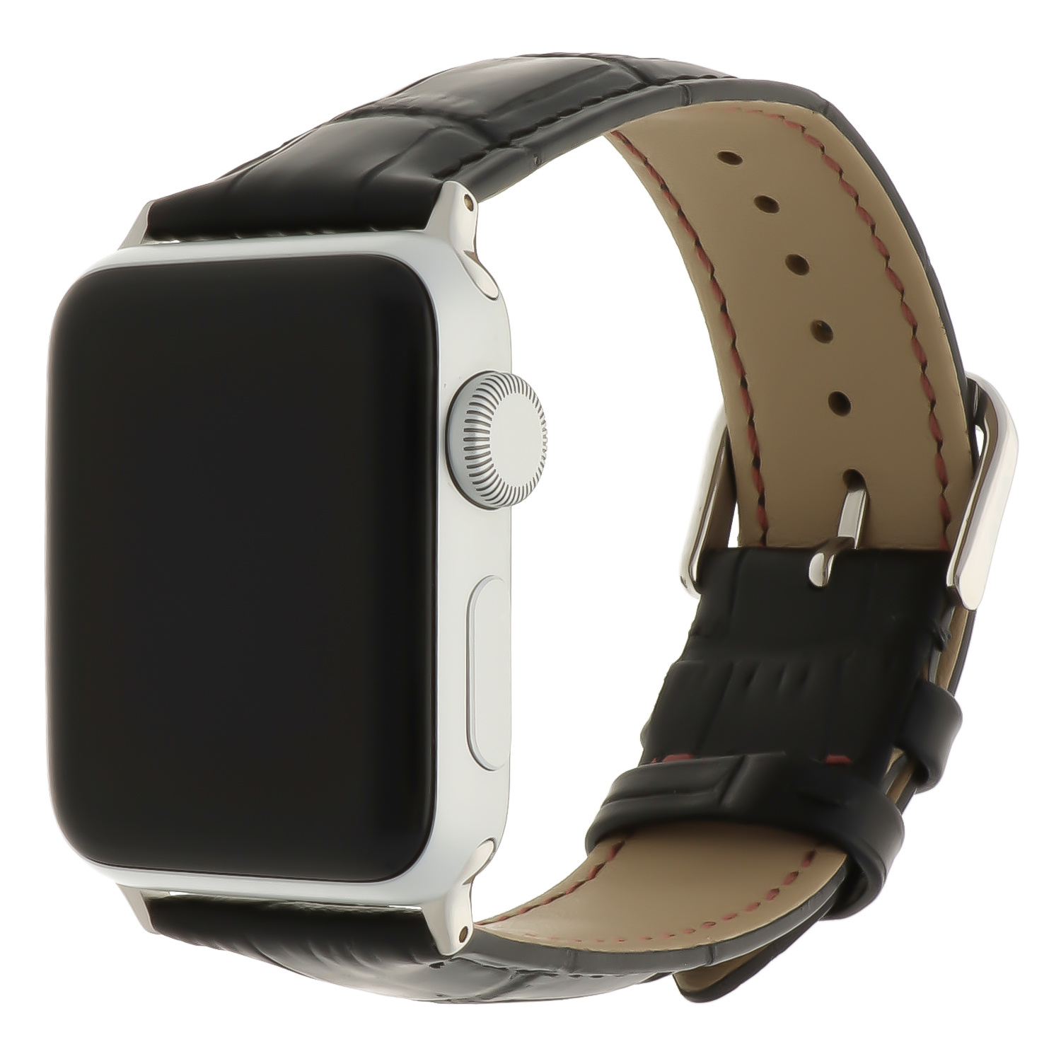 Bracelet en cuir crocodile Apple Watch - noir