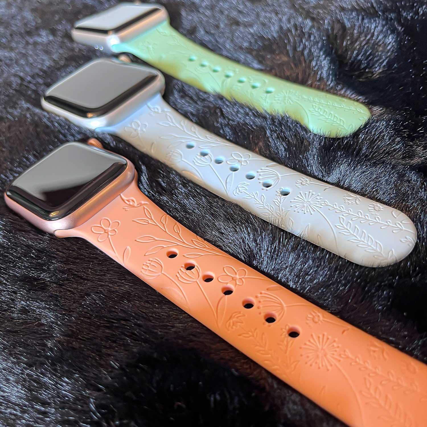 Bracelet sport imprimé Apple Watch - fleurs orange