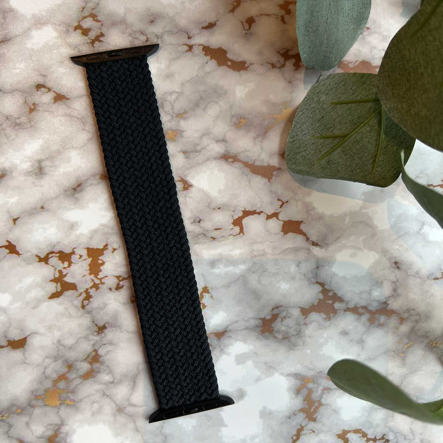 Bracelet nylon Boucle unique tressé Apple Watch - charbon