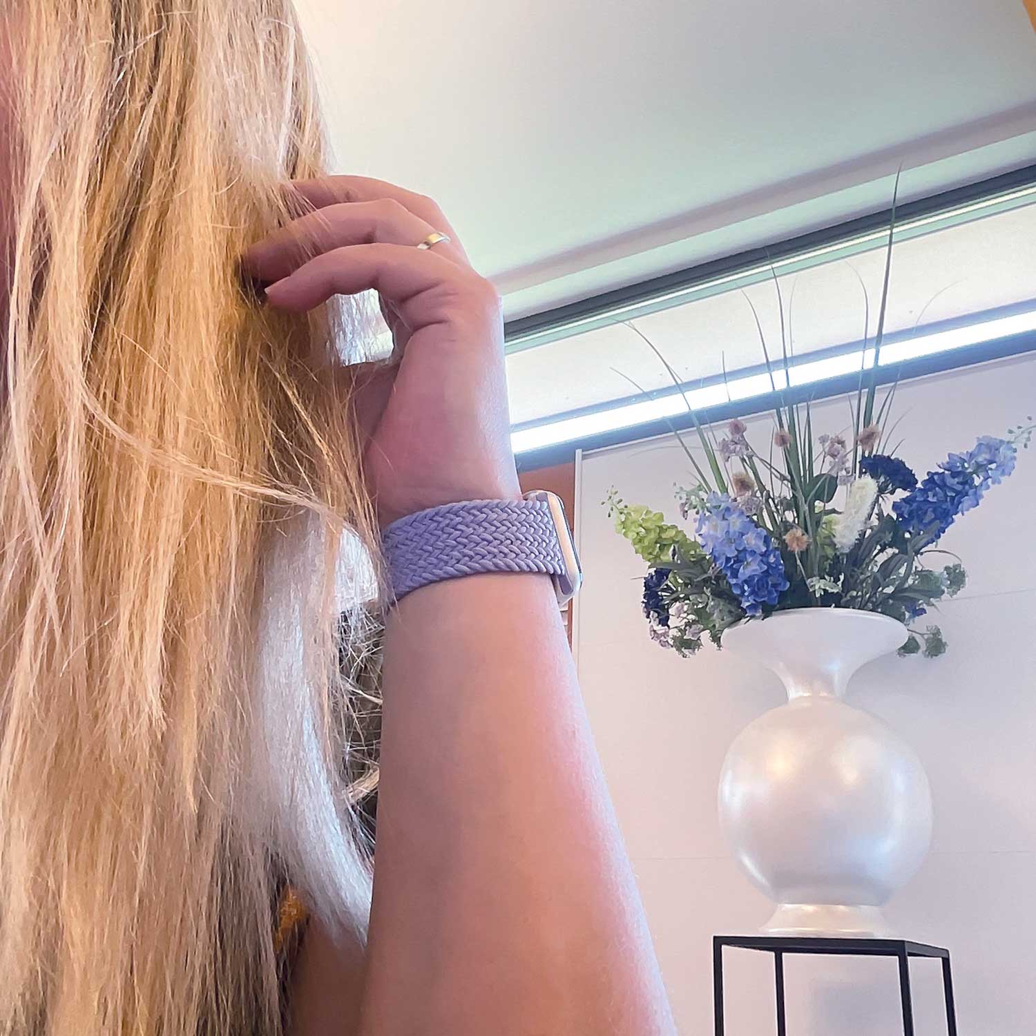 Bracelet nylon Boucle unique tressé Apple Watch - lavande