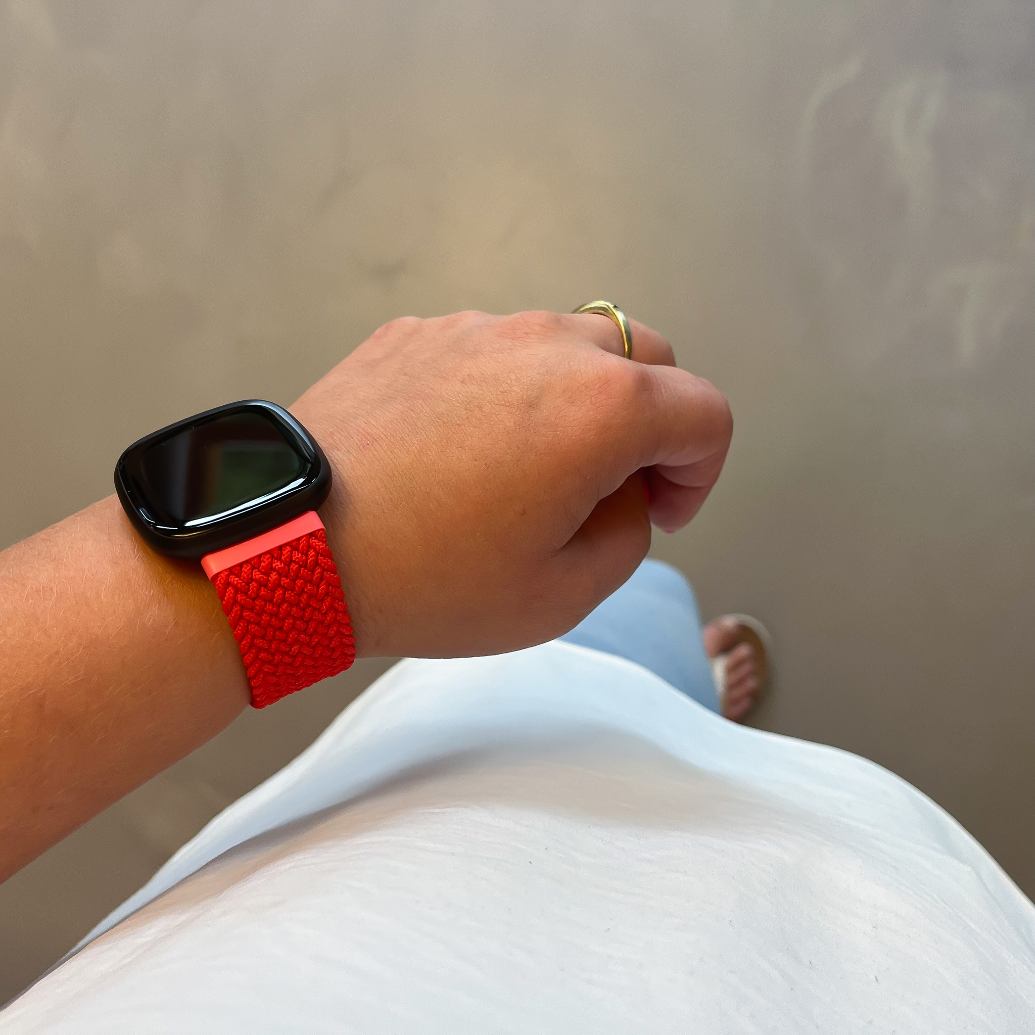 Bracelet nylon Boucle unique tressé Fitbit Versa 3 / Sense - rouge