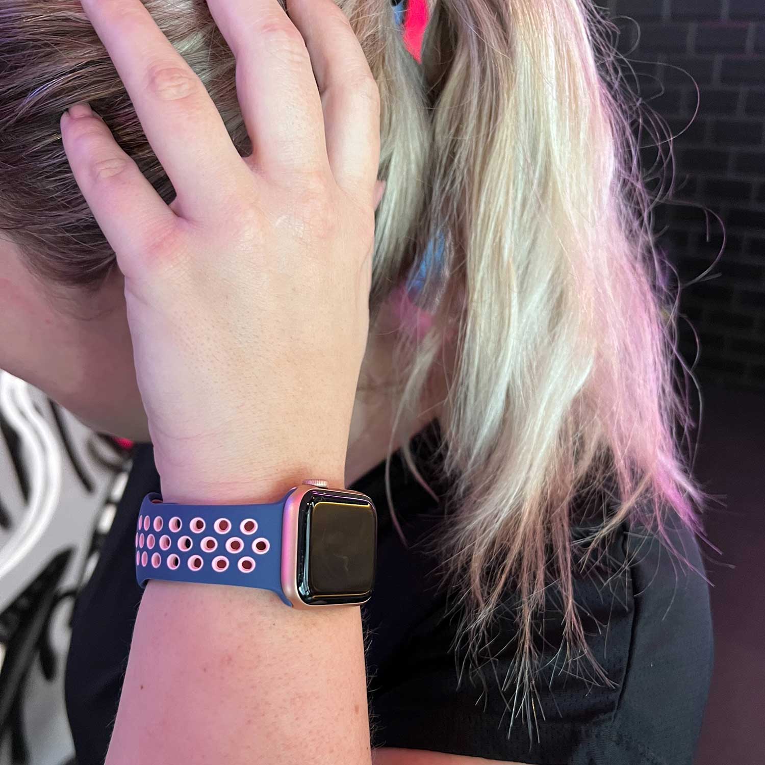 Bracelet sport double Apple Watch - bleu rose